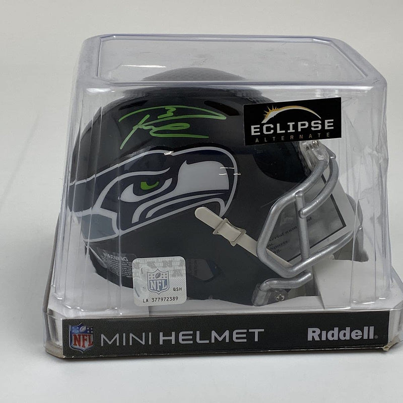 Autographed/Signed Russell Wilson Seattle Seahawks Eclipse Football Mini Helmet Beckett BAS COA