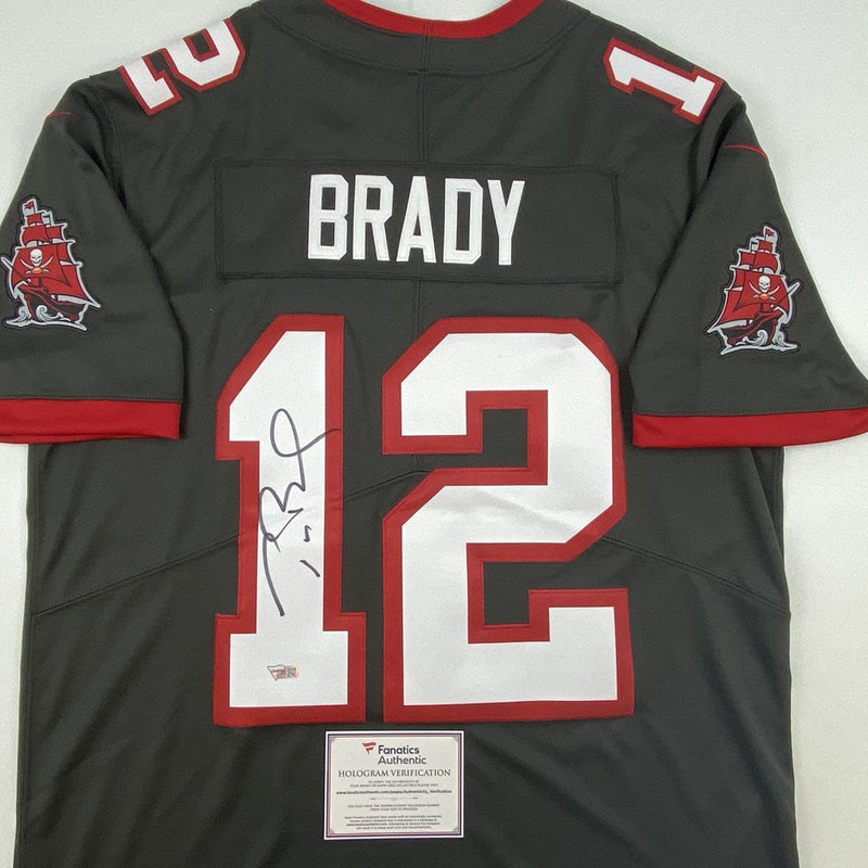 Autographed/Signed Tom Brady Tampa Bay Buccaneers Pewter Grey Authentic Nike Limited Football Jersey Fanatics COA