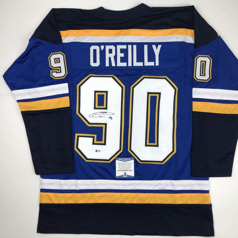 Autographed/Signed Ryan O'Reilly St. Louis Blue Hockey Jersey Beckett BAS COA