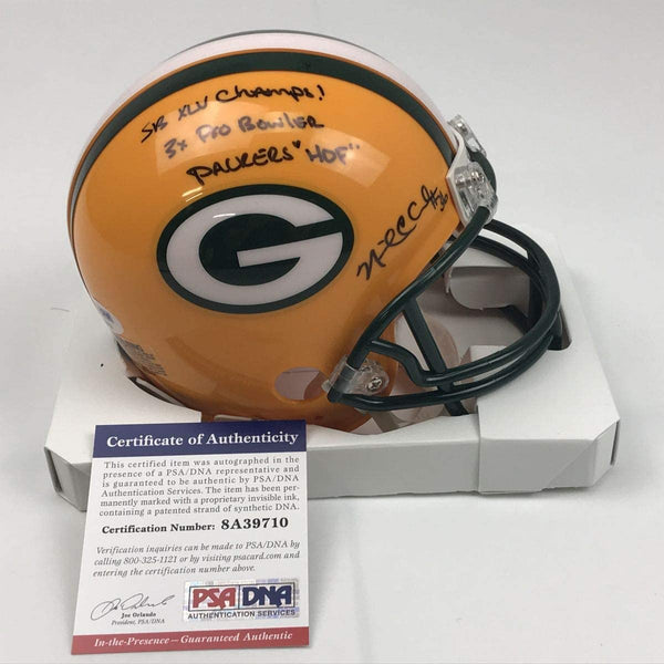 Autographed/Signed Nick Collins Stats Green Bay Packers Mini Football Helmet JSA COA