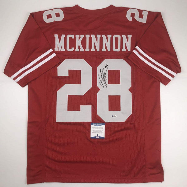 Autographed/Signed Jerick McKinnon San Francisco Red Football Jersey Beckett BAS COA