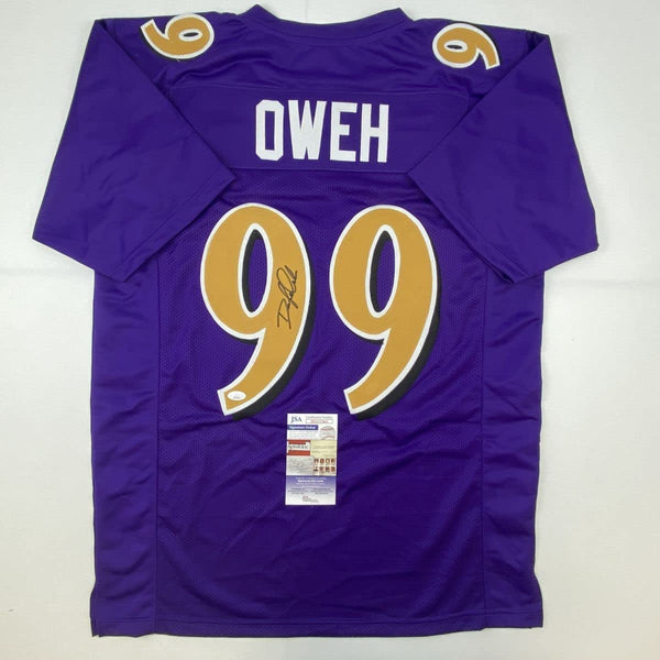 Autographed/Signed Odafe Oweh Baltimore Color Rush Football Jersey JSA COA