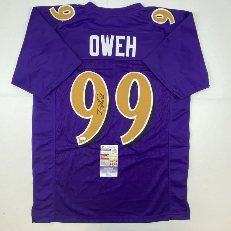 Autographed/Signed Odafe Oweh Baltimore Color Rush Football Jersey JSA COA