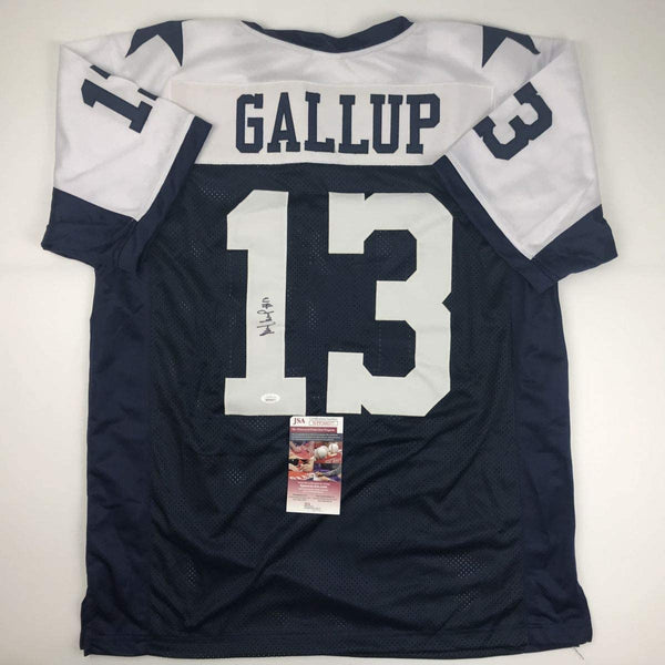 Autographed/Signed Michael Gallup Dallas Thanksgiving Day Football Jersey JSA COA