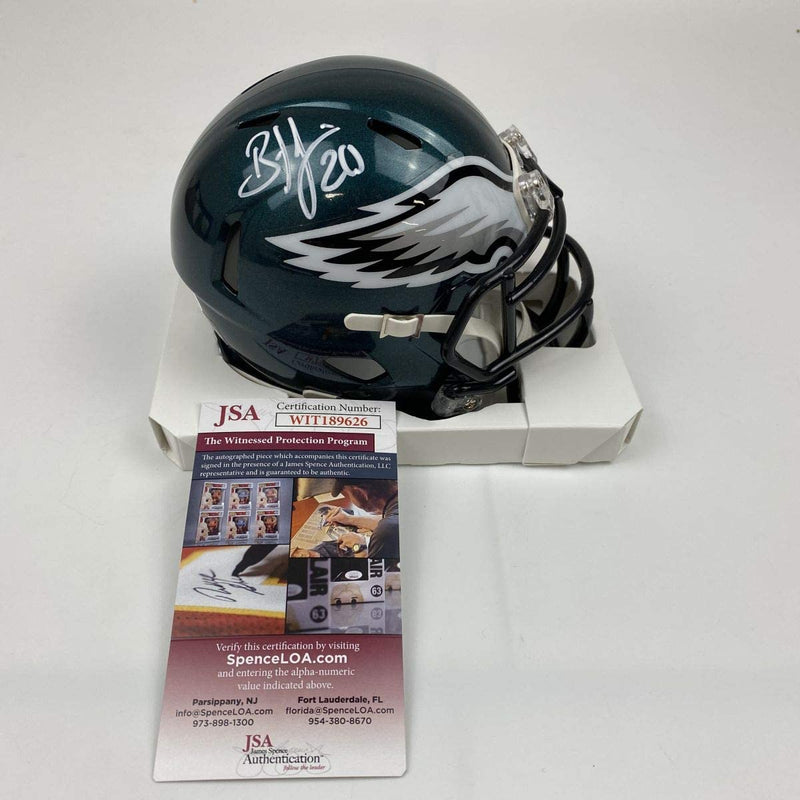 Autographed/Signed Brian Dawkins Philadelphia Eagles Mini Football Helmet JSA COA