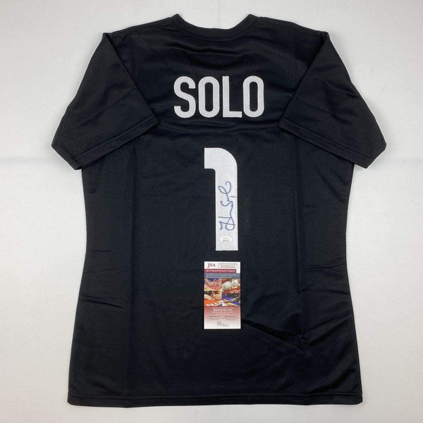 Autographed/Signed Hope Solo Black Soccer Team USA World Cup Jersey JSA COA