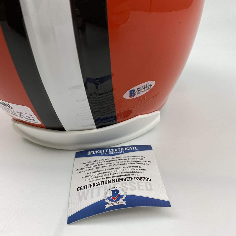 Autographed/Signed Jim Brown Cleveland Browns Full Size FS F/S Replica Football Helmet Beckett BAS COA