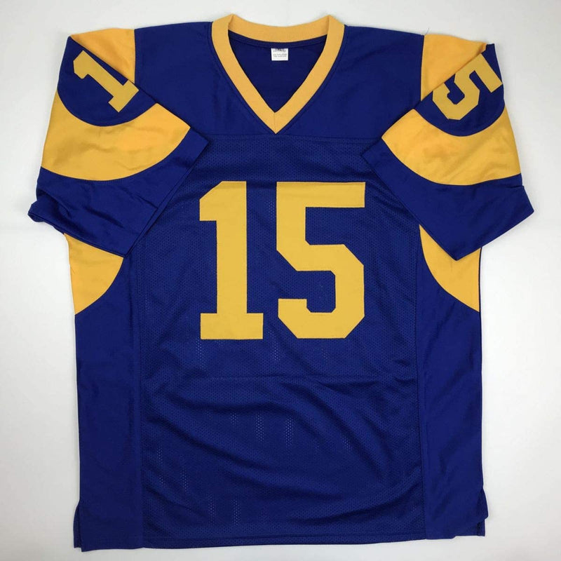 Autographed/Signed Vince Ferragamo Los Angeles LA Blue Football Jersey JSA COA