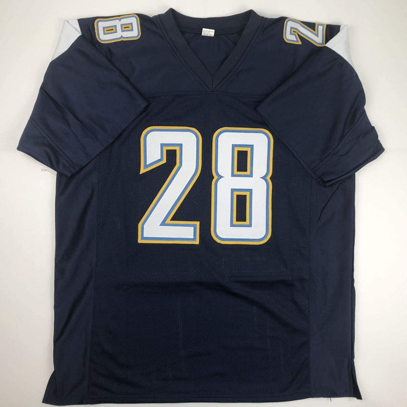 Autographed/Signed Melvin Gordon Los Angeles LA Dark Blue Football Jersey JSA COA