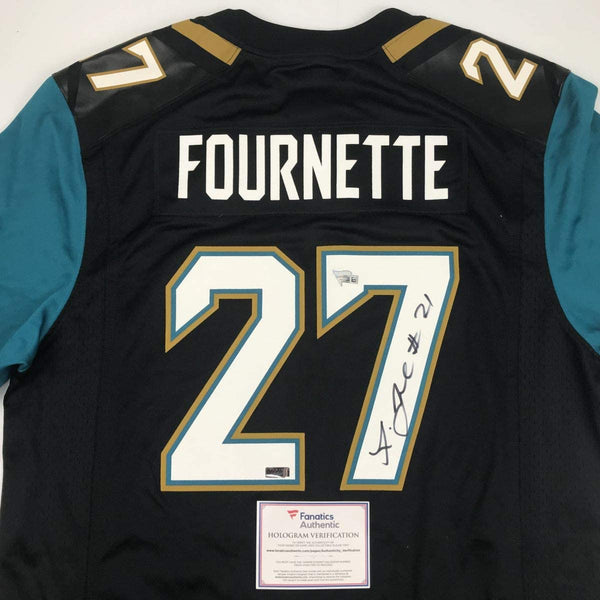 Autographed/Signed Leonard Fournette Jacksonville Black Football Jersey Fanatics COA
