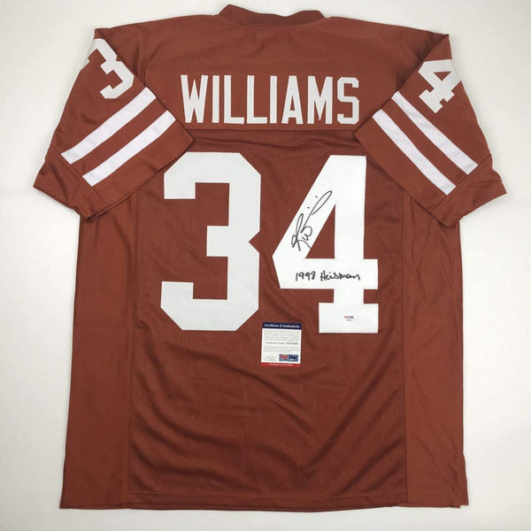 Autographed/Signed Ricky Williams 1998 Heisman Texas Orange College Football Jersey PSA/DNA COA