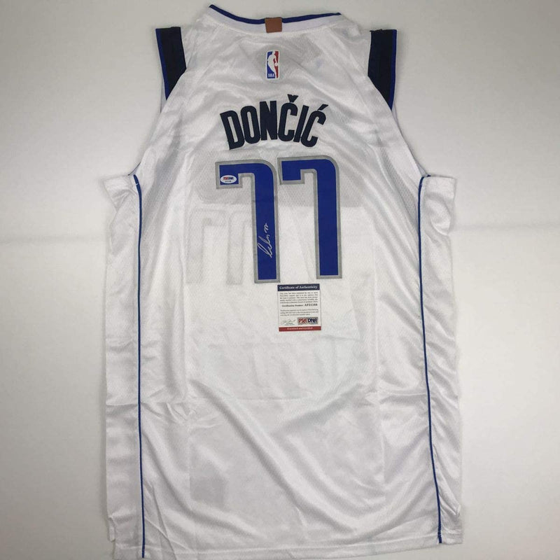 Autographed/Signed Luka Doncic Dallas White Basketball Jersey PSA/DNA COA
