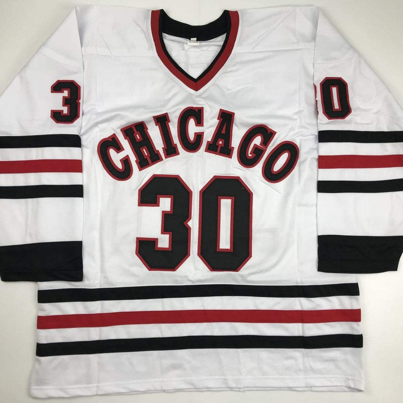Autographed/Signed Ed Belfour Chicago White Hockey Jersey JSA COA
