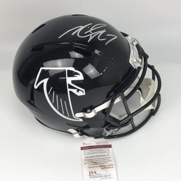 Autographed/Signed Michael Mike Vick Atlanta Falcons Retro Full Size FS F/S Replica Football Helmet JSA COA