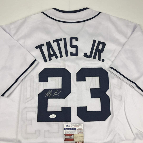 Autographed/Signed Fernando Tatis Jr. San Diego White Baseball Jersey JSA COA