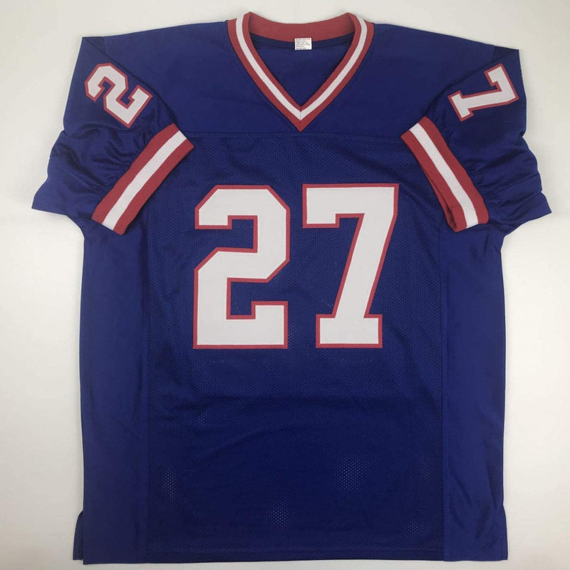 Autographed/Signed Rodney Hampton New York Blue Football Jersey PSA/DNA COA