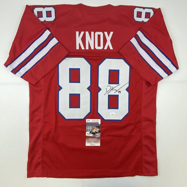 Autographed/Signed Dawson Knox Buffalo Red Football Jersey JSA COA