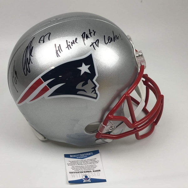 Autographed/Signed Rob Gronkowski Inscribed New England Patriots Full Size FS F/S Replica Football Helmet Beckett BAS COA