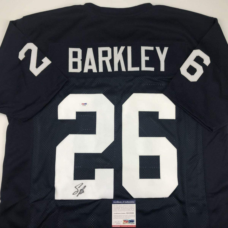Autographed/Signed Saquon Barkley Penn State Blue College Football Jersey PSA/DNA COA