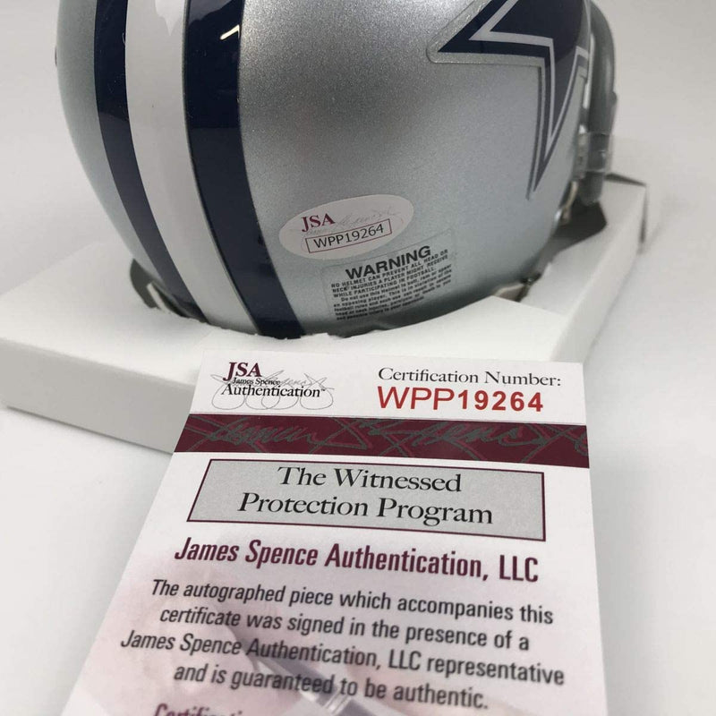 Autographed/Signed Michael Irvin Dallas Cowboys Football Mini Helmet JSA COA