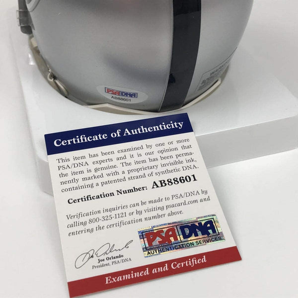 Autographed/Signed Derek Carr Oakland Raiders Football Mini Helmet PSA/DNA COA