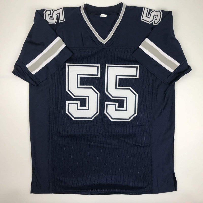 Autographed/Signed Leighton Vander Esch Dallas Dark Blue Football Jersey JSA COA