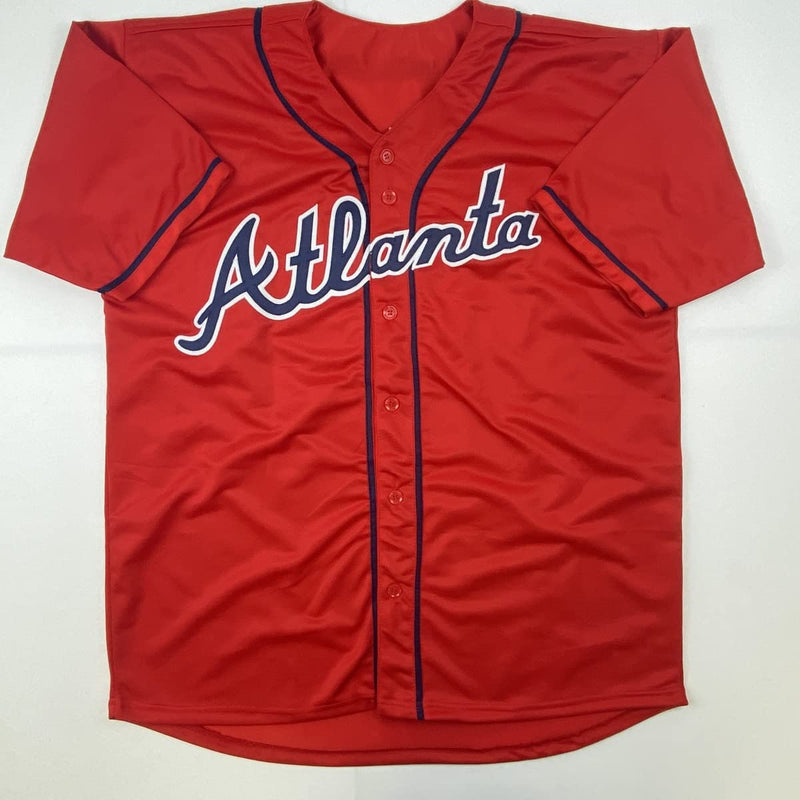 Autographed/Signed Freddie Freeman Atlanta Red Baseball Jersey Lojo Exclusive COA