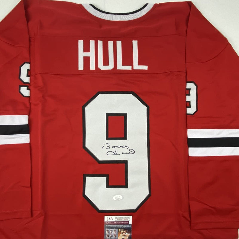 Autographed/Signed Bobby Hull Chicago Red Hockey Jersey JSA COA