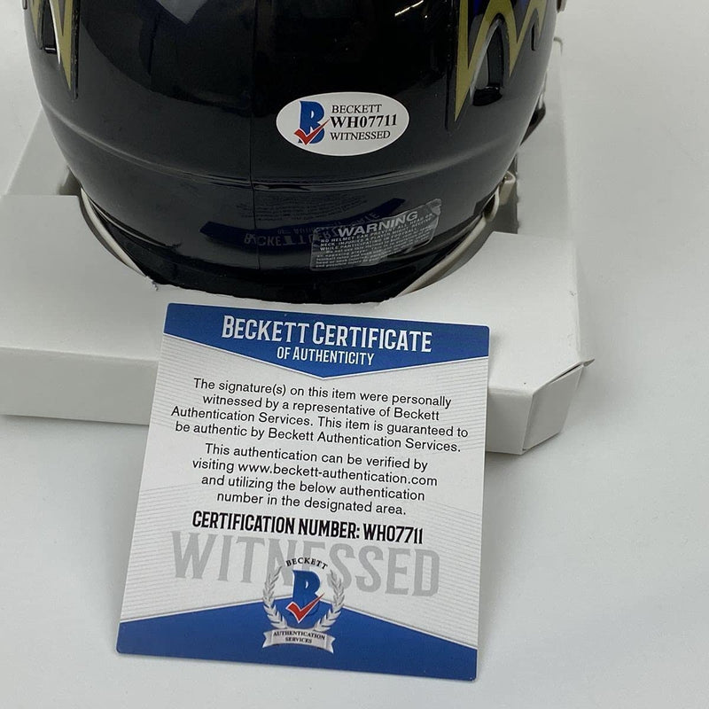 Autographed/Signed Mark Andrews Baltimore Ravens Mini Football Helmet Beckett BAS COA
