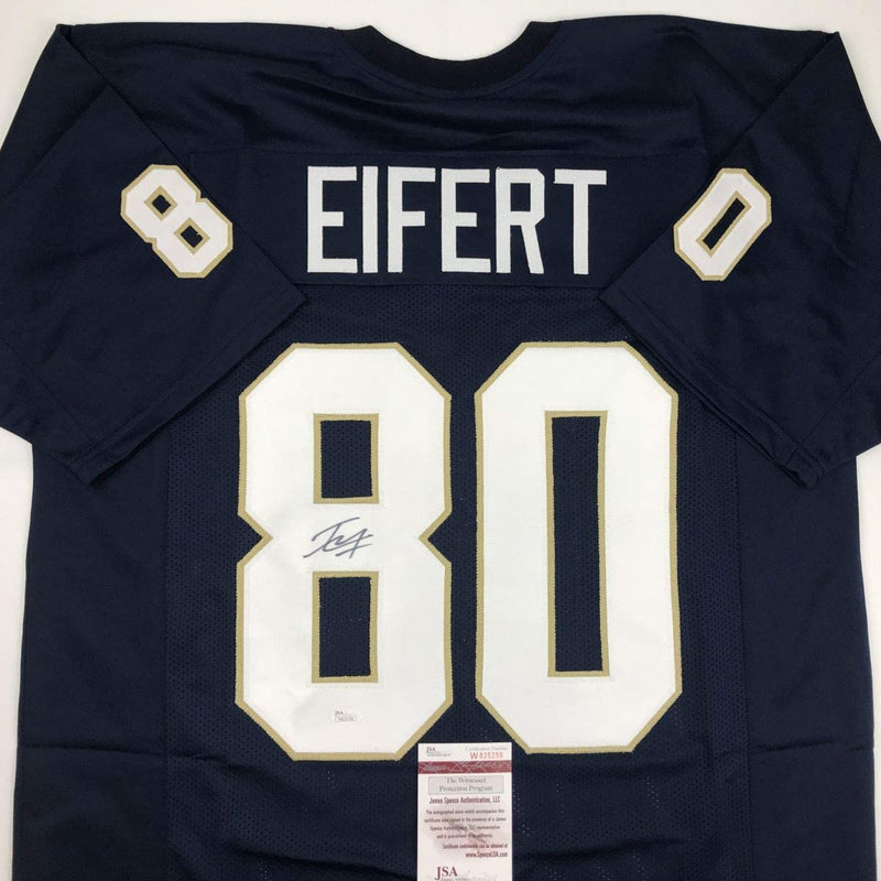 Autographed/Signed Tyler Eifert Notre Dame Blue College Football Jersey JSA COA