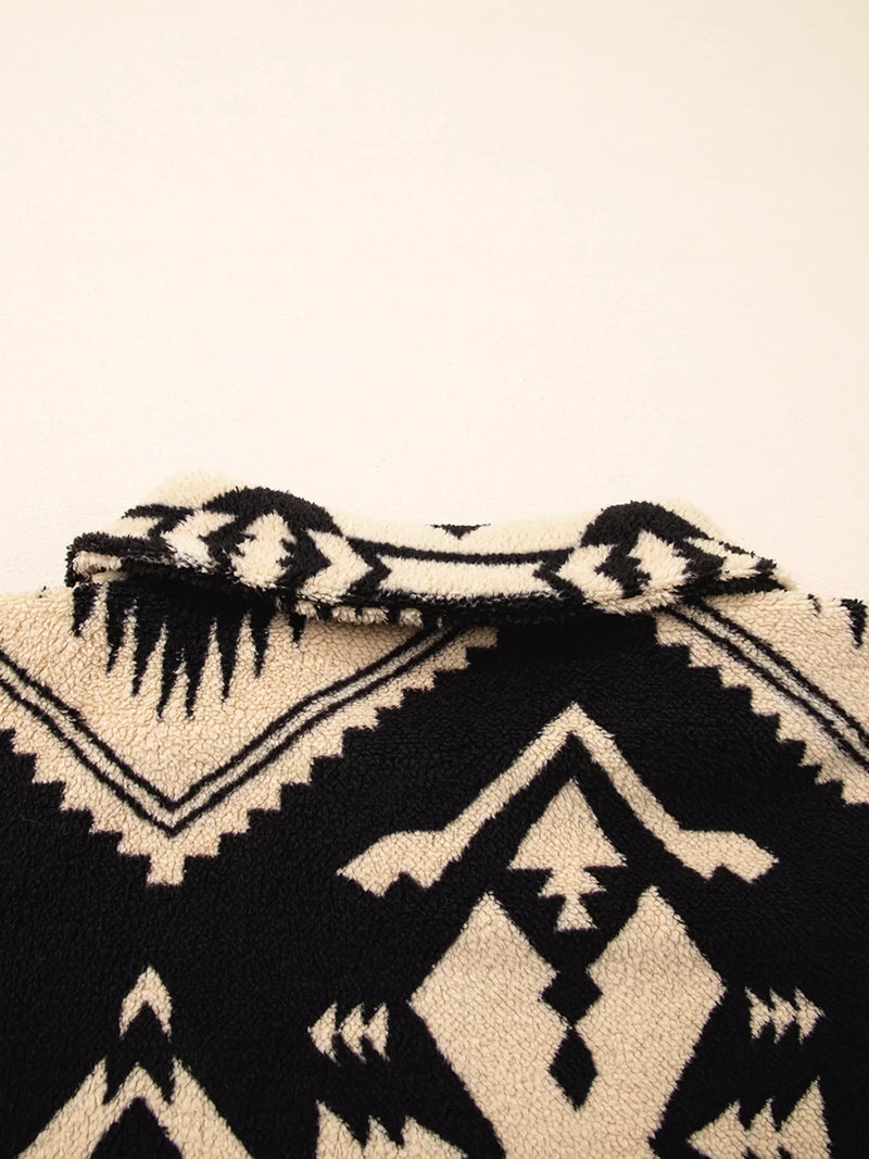 Tasia Western Aztec Half Zip Plush Sweatshirt