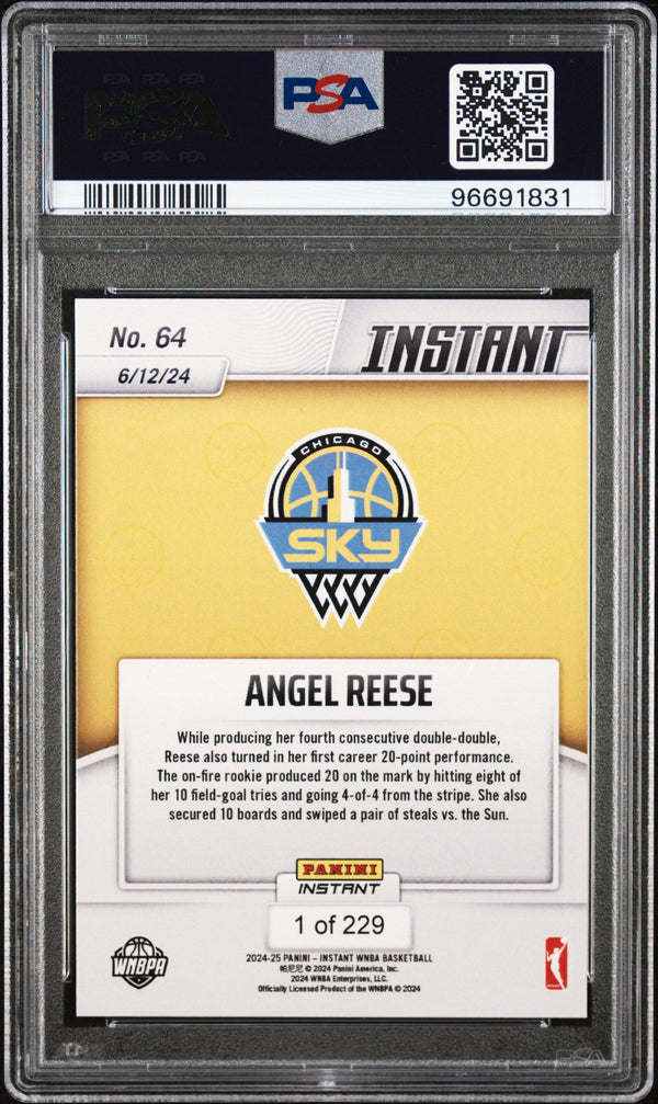 Graded 2024 Panini Instant WNBA Angel Reese #64 Rookie RC Basketball Card PSA 10 Gem Mint
