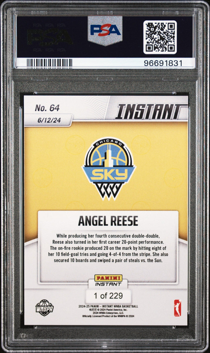 Graded 2024 Panini Instant WNBA Angel Reese #64 Rookie RC Basketball Card PSA 10 Gem Mint