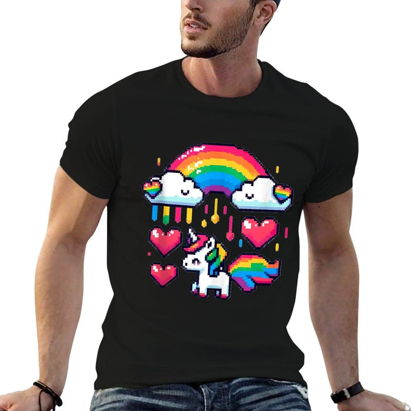 Pixel Unicorn Rainbow Lesbian Gay CSD Pride Party Wear LGBT  Versatile T-Shirt