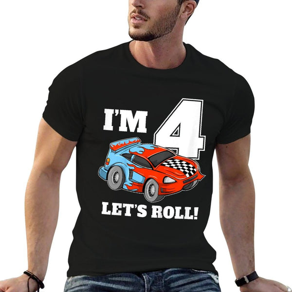 Race Car 4th Birthday Boy 4 Four Year Old Racing Car  Breathable T-Shirt