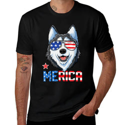 Siberian Husky 4th of July Merica Men Women American  Affordable Price T-Shirt