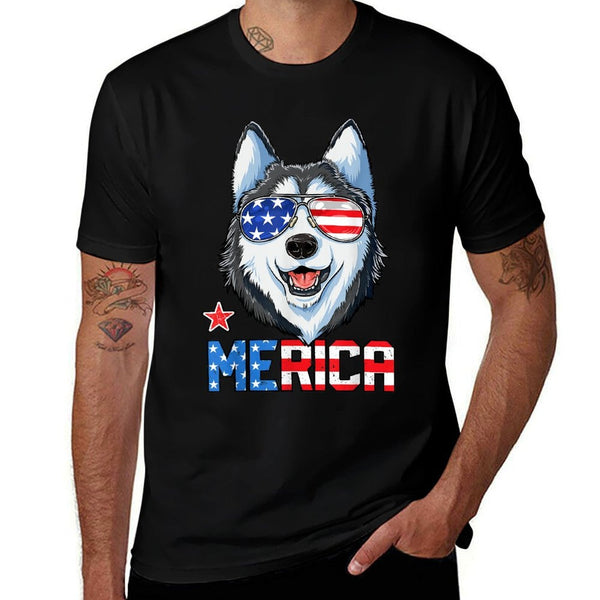 Siberian Husky 4th of July Merica Men Women American  Affordable Price T-Shirt