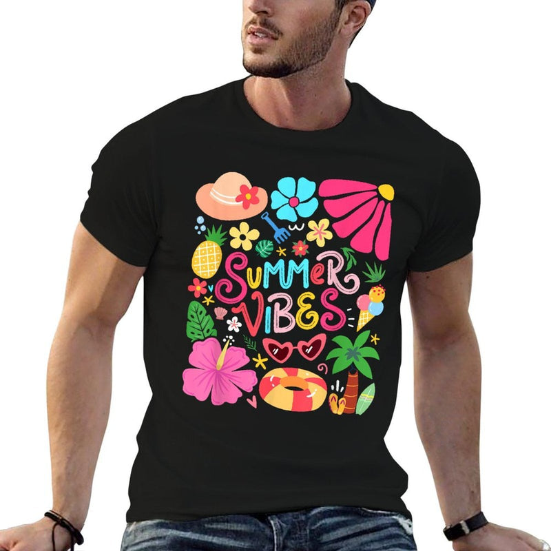 Boho Flower Hello Summer Vibes Funny Beach Life Men Women  Odor-resistant T-Shirt