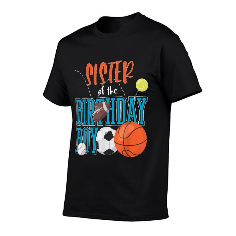 Sister Of The Birthday Boy Sports Matching Family  Polyester Blend T-Shirt