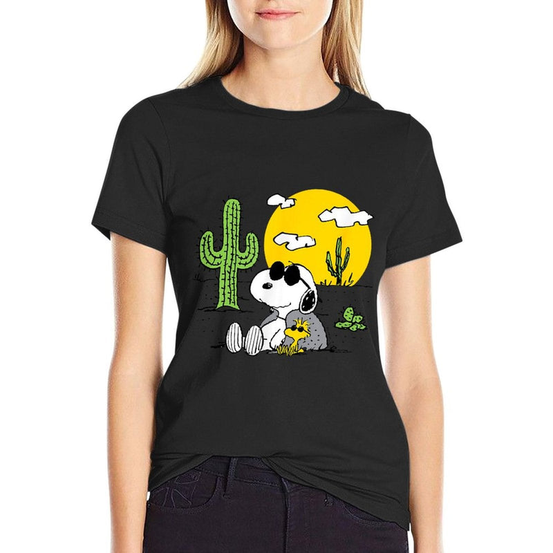 Peanuts - Summer - Snoopy  Woodstock Desert  Oversized Silhouette T-Shirt