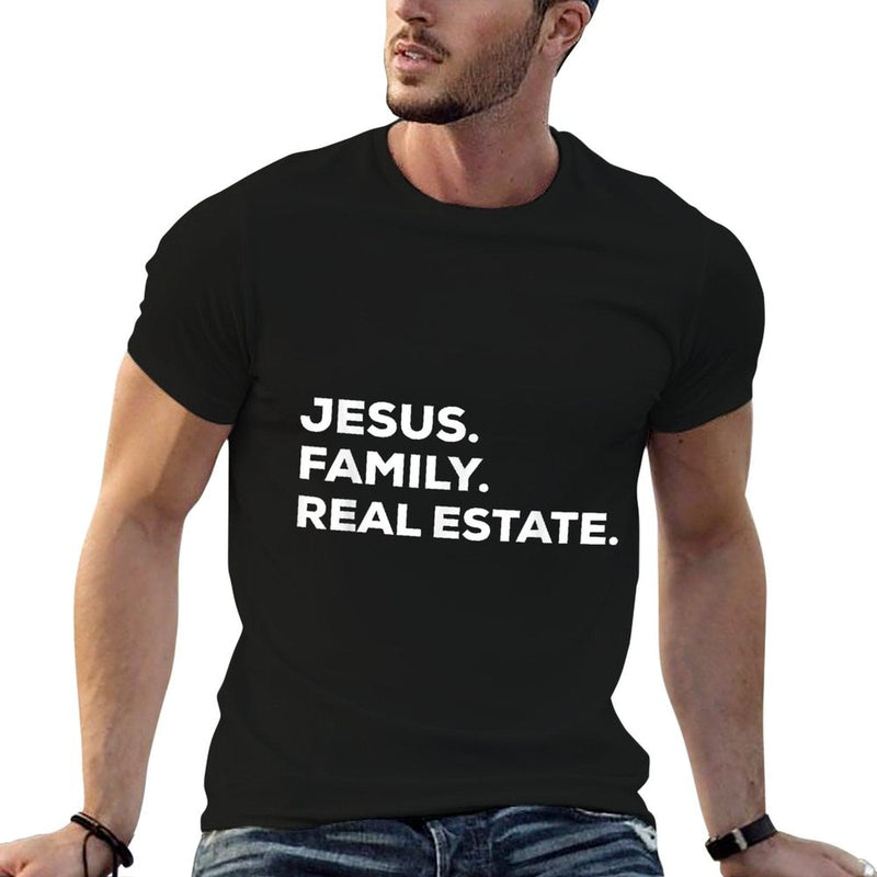 Jesus. Family. Real Estate.  Simple Christian Realtor  Trendy Pattern T-Shirt