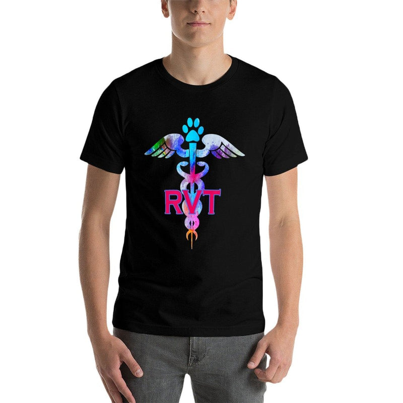 RVT Registered Veterinary Technician Paw Print Caduceus  Eco-friendly Material T-Shirt