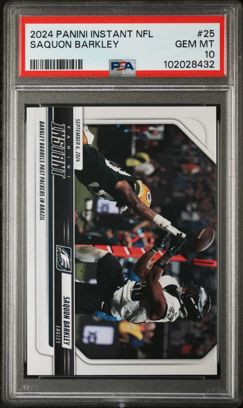 Graded 2024 Panini Instant NFL Saquon Barkley #25 Philadelphia Eagles Debut Football Card PSA 10 Gem Mint