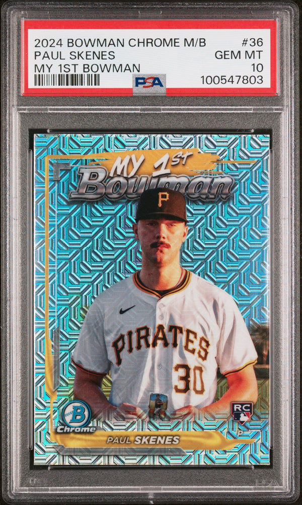Graded 2024 Topps Bowman Chrome Mega Box Paul Skenes #36 My 1st Bowman Rookie RC Baseball Card PSA 10 Gem Mint