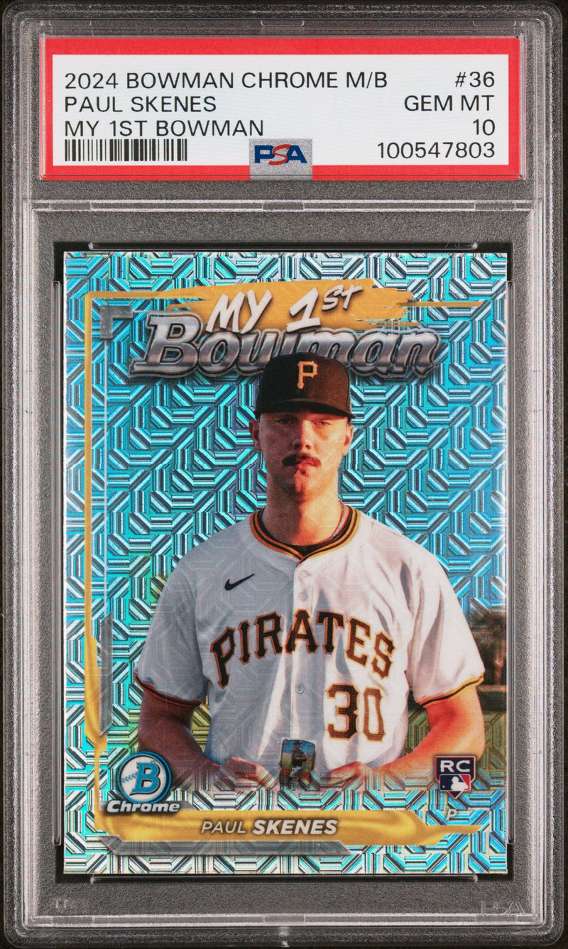 Graded 2024 Topps Bowman Chrome Mega Box Paul Skenes #36 My 1st Bowman Rookie RC Baseball Card PSA 10 Gem Mint