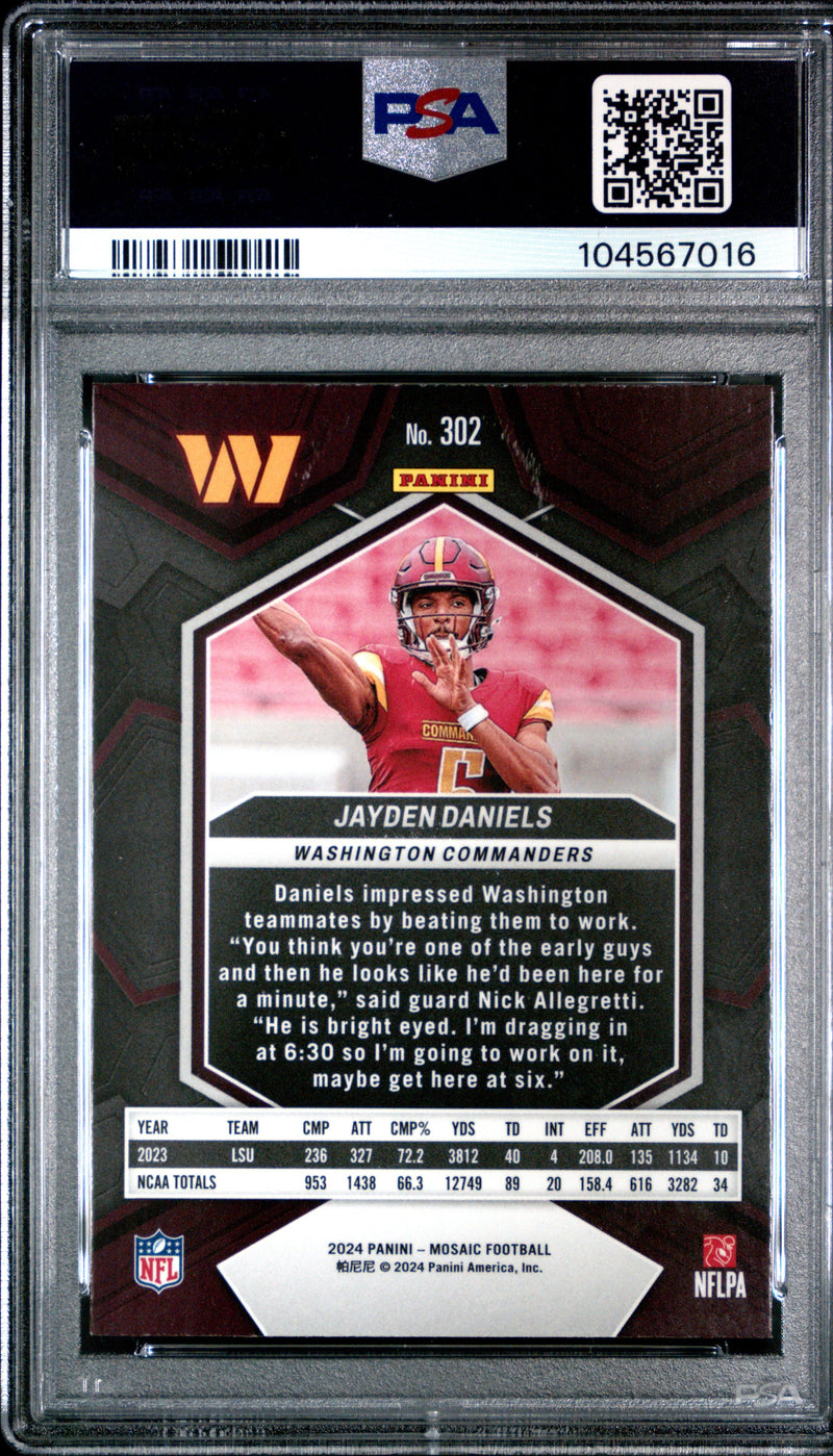 Graded 2024 Panini Mosaic Jayden Daniels #302 Rookie RC Football Card PSA 10 Gem Mint