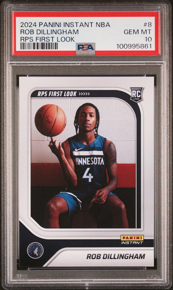Graded 2024 Panini Instant NBA Rob Dillingham #8 RPS First Look Rookie RC Basketball Card PSA 10 Gem Mint