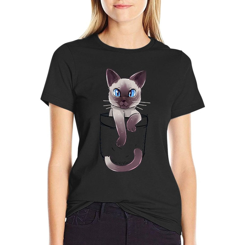 Pocket Cute Siamese Cat Kitten  Durable T-Shirt