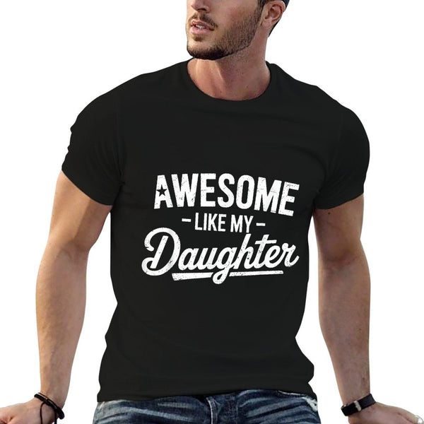 Awesome Like My Daughter Fathers Day Dad And Daughter Funny  Ribbed Collar T-Shirt
