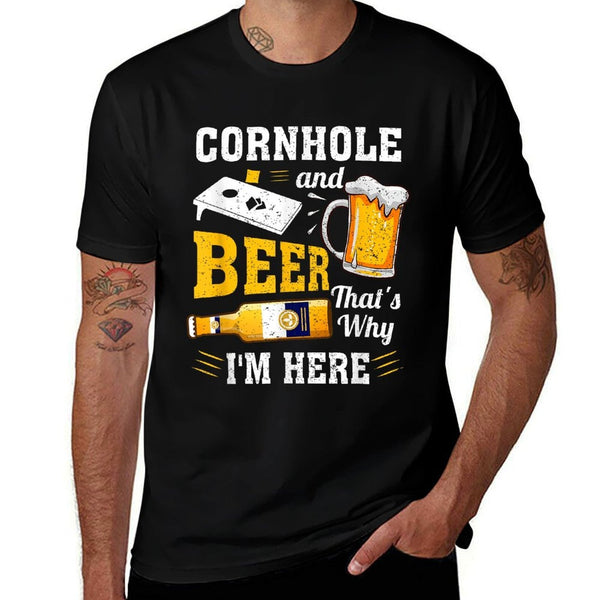 Cornhole And Beer Thats Why Im Here Funny Corn Hole  Moisture-wicking T-Shirt